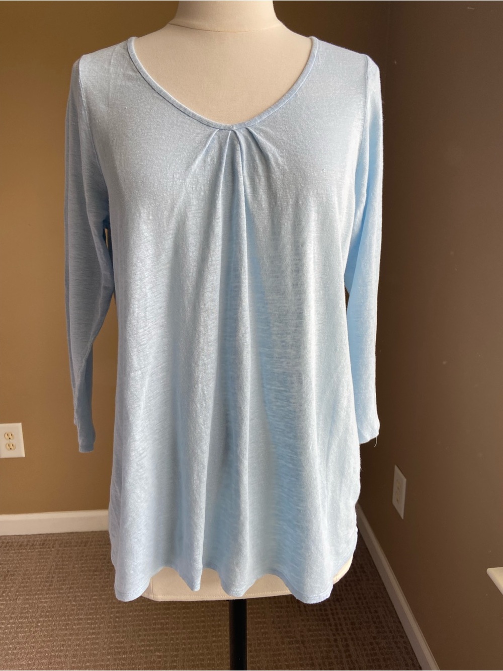 Eileen Fisher‎ Linen Long Sleeve Blouse Petite Medium Coastal Resort Fisherman
